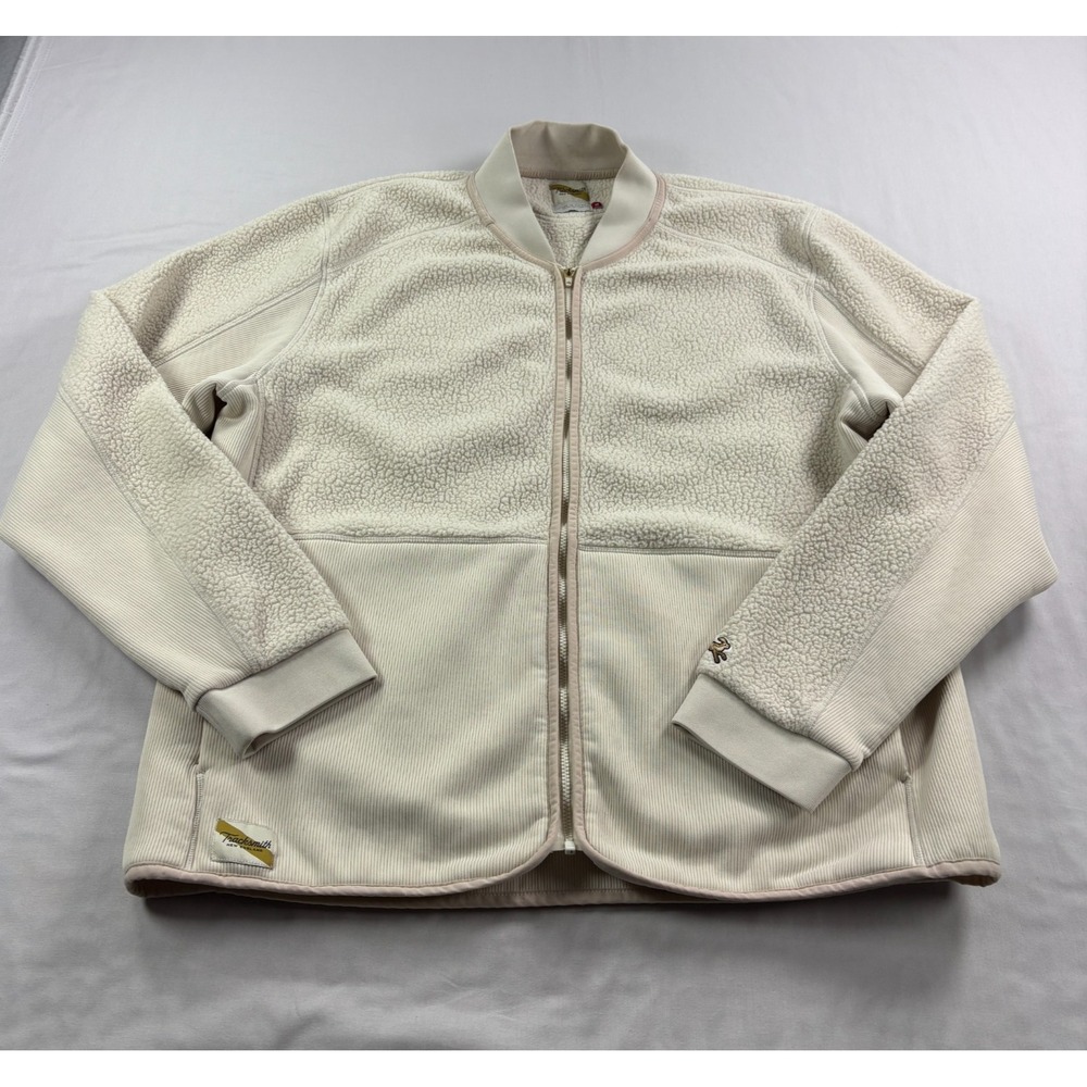 Tracksmith Jacket Womens XL Beige Full Zip Fleece Athletic Casual